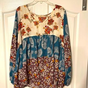 Boutique Blouse, swing style. Patchwork design. Brand New without tags